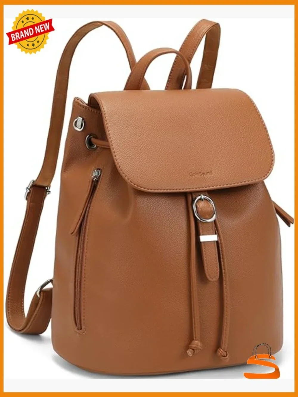 Vegan Leather Backpack Purse with Drawstring Closure